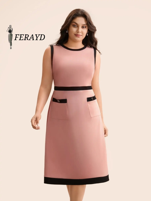 Contrast Button Detail Tank Dress