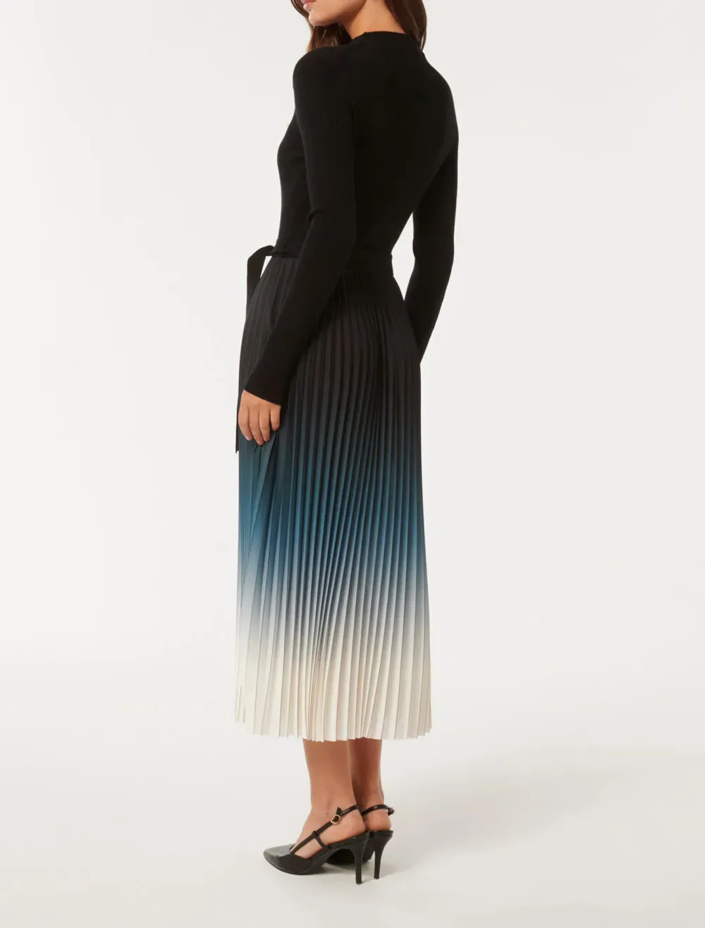 Ombre Pleat Midi Dress
