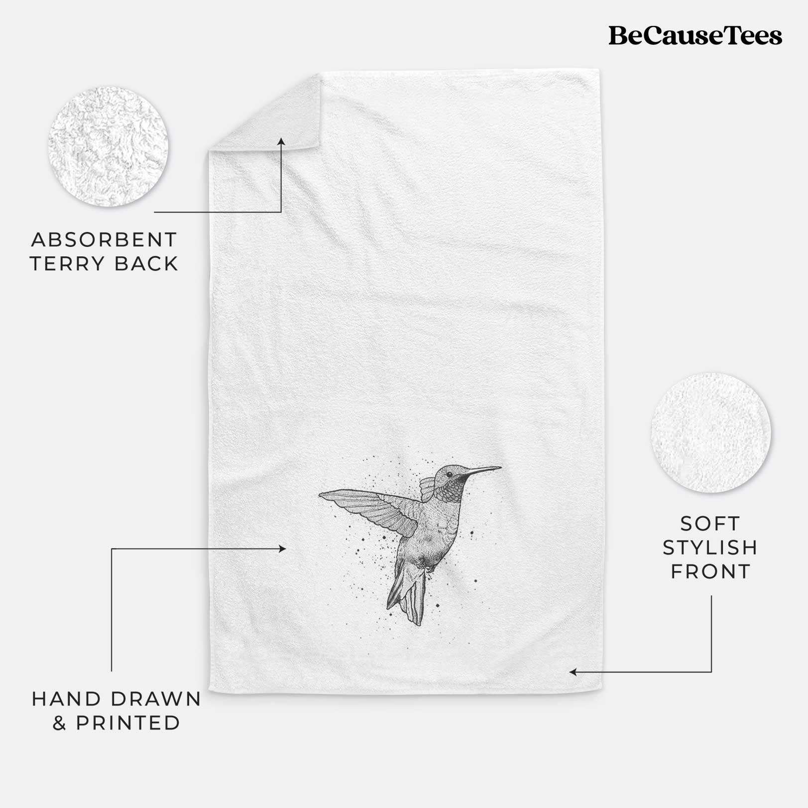 Ruby-throated Hummingbird Premium Decorative Hand Towel
