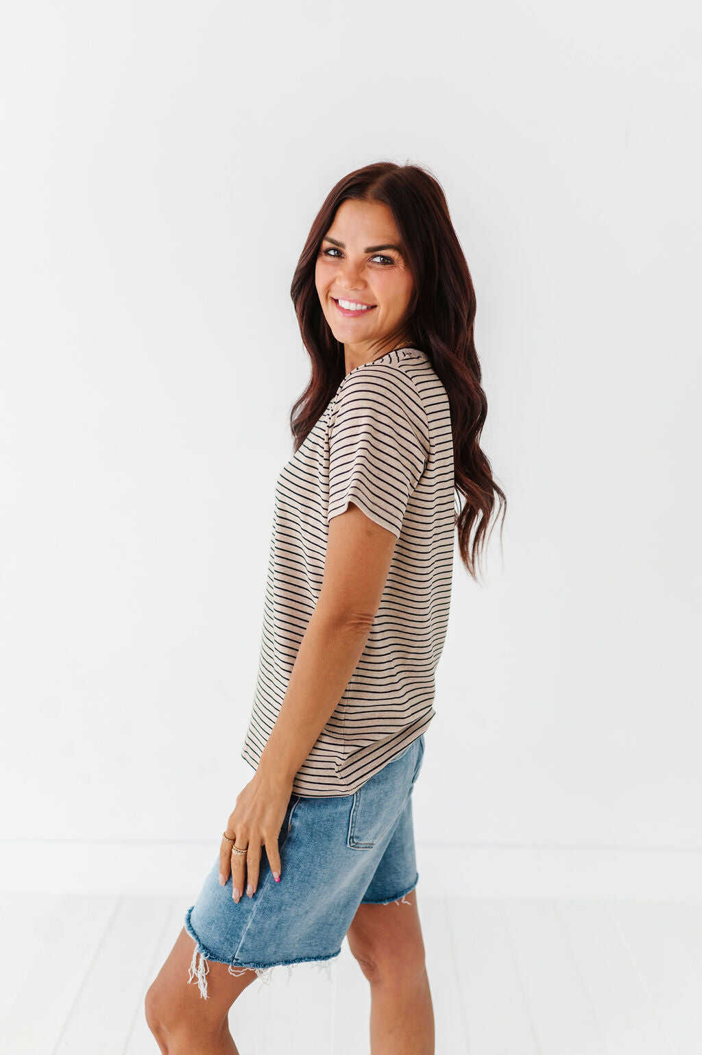 Felicity Striped Top in Oatmeal