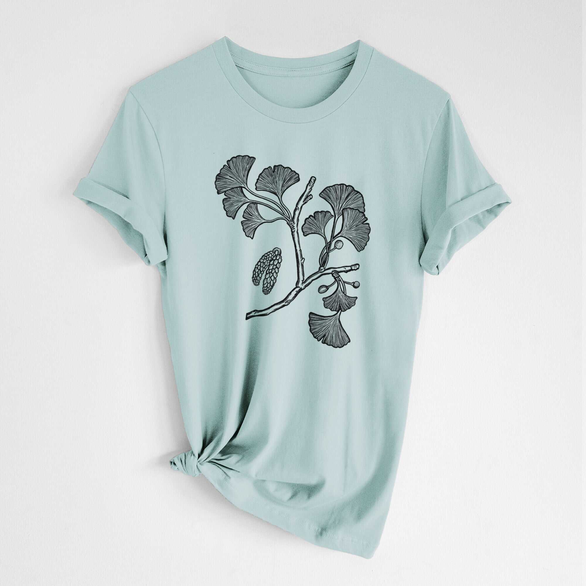 Ginkgo Biloba - Ginkgo Tree Stem with Leaves - Lightweight 100% Cotton Unisex Crewneck