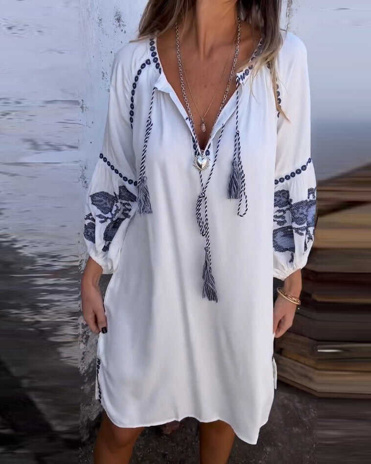 casual retro temperament embroidered skirt plus size