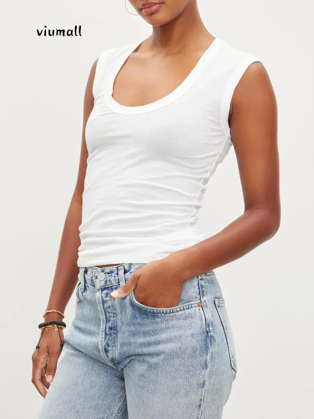 viumall Simple White Top