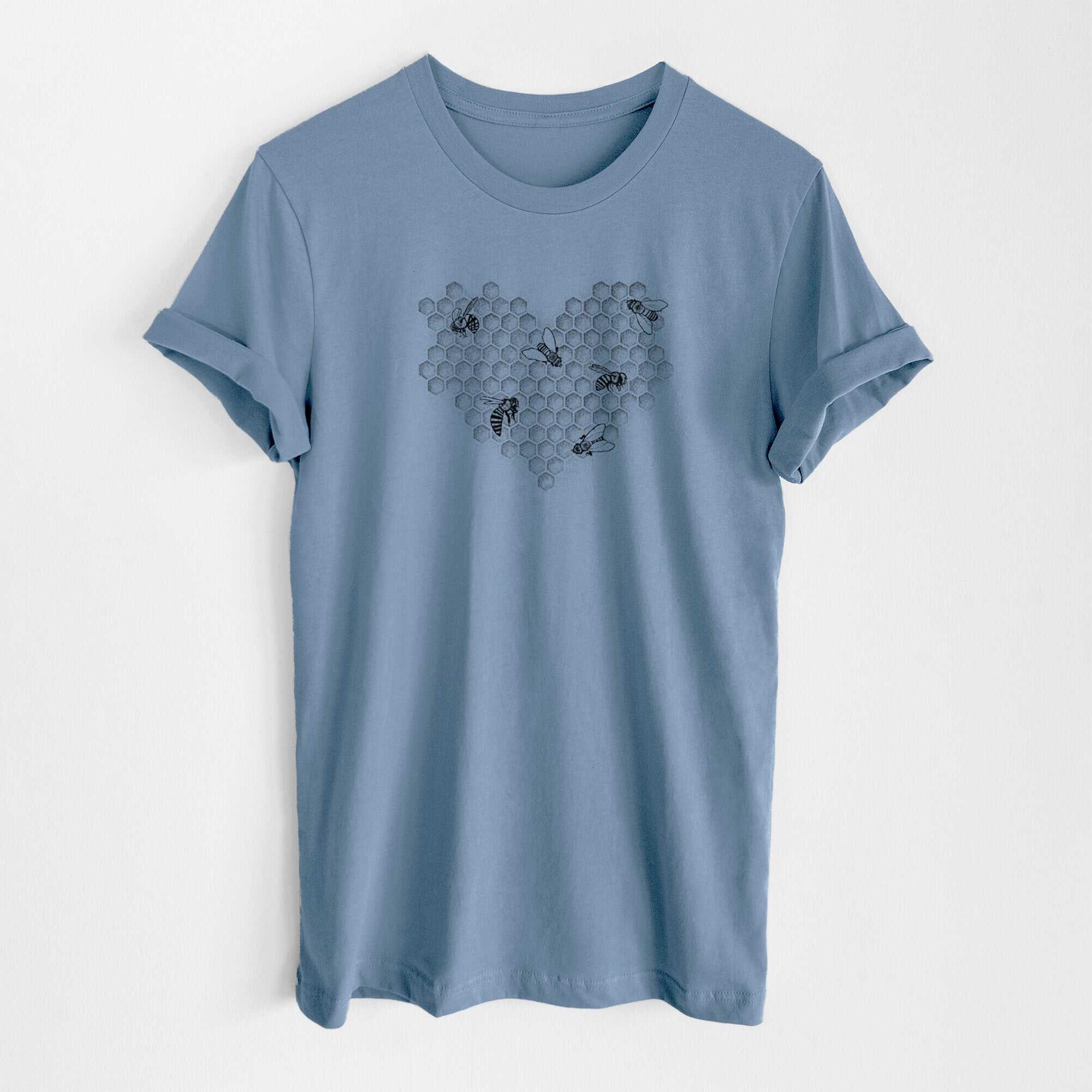 Honeycomb Heart with Bees - Lightweight 100% Cotton Unisex Crewneck