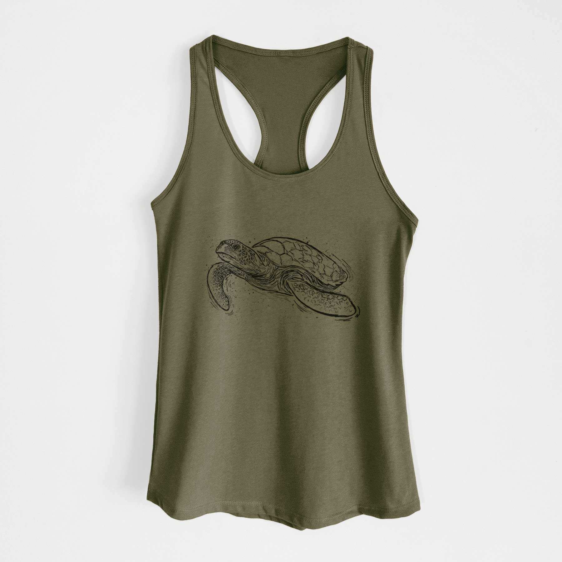 Hawksbill Sea Turtle - Eretmochelys imbricata - Women's Racerback Tanktop