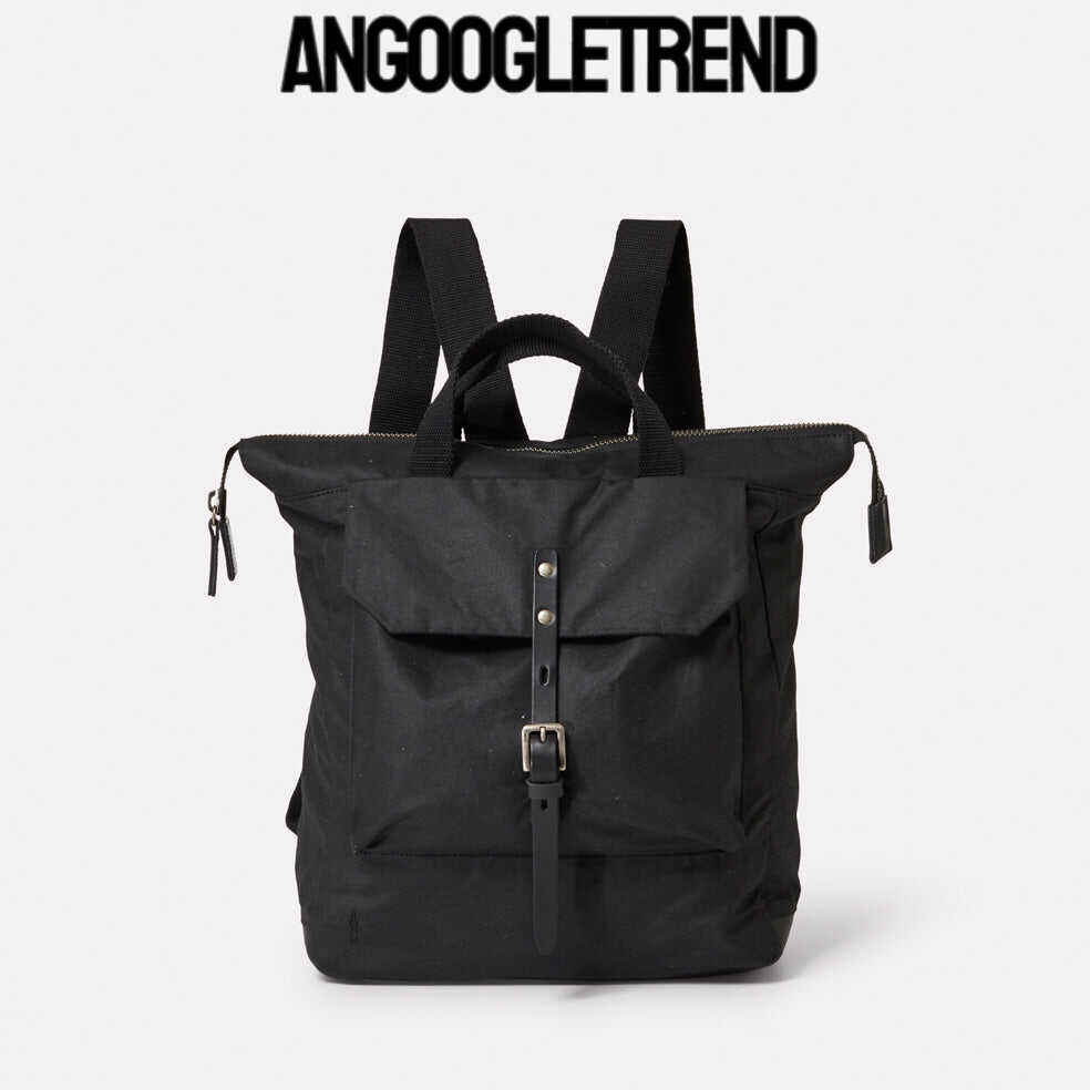 Frances Waxed Cotton Rucksack in Black