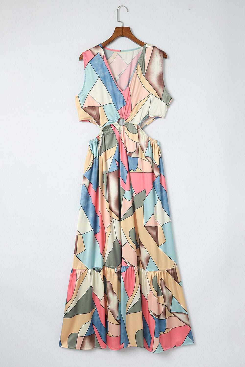 Abstract O-ring Cut out Maxi Dress