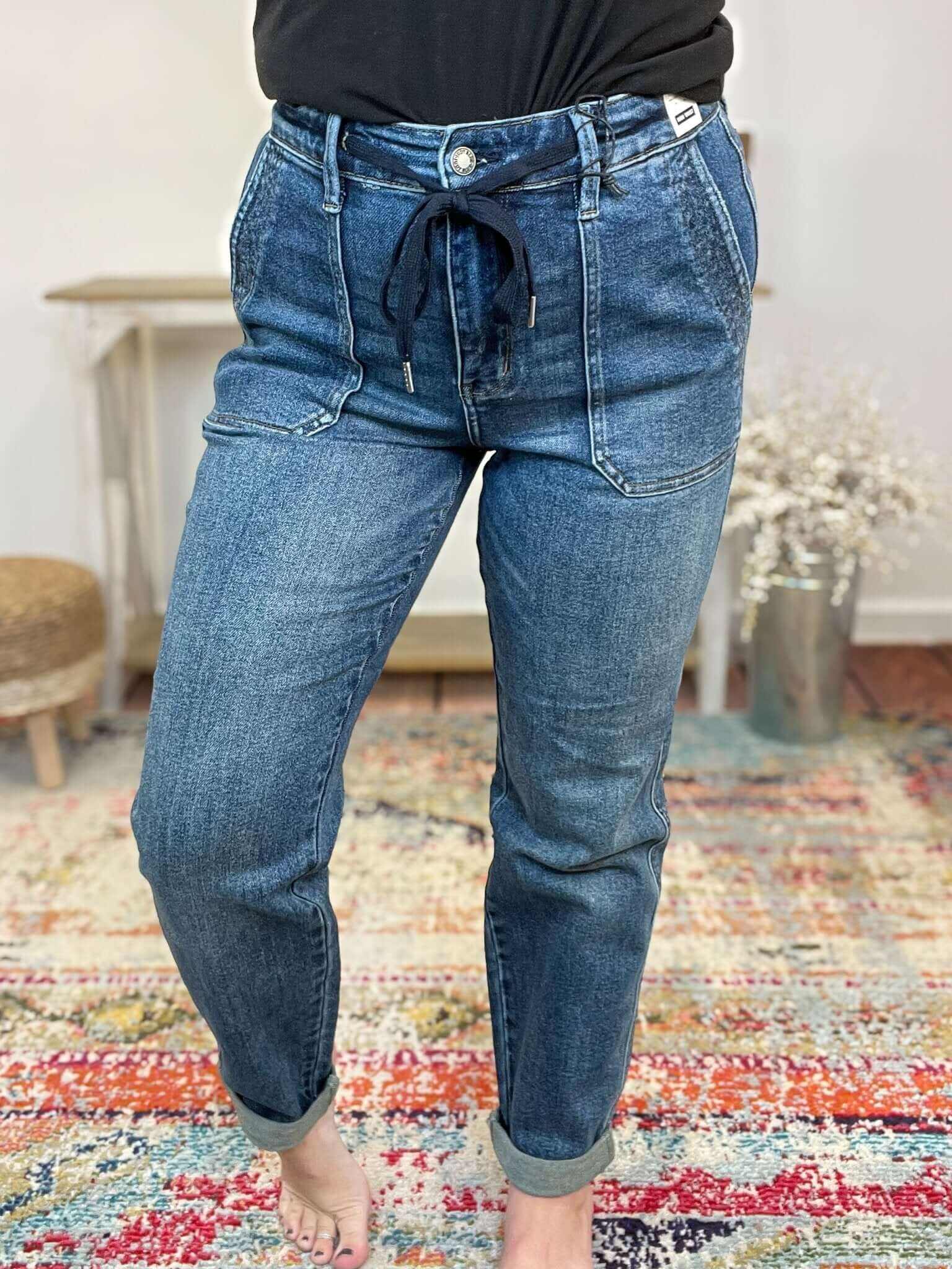 Judy Blue Relaxed Tatum Drawstring Cuffed Jogger Jeans