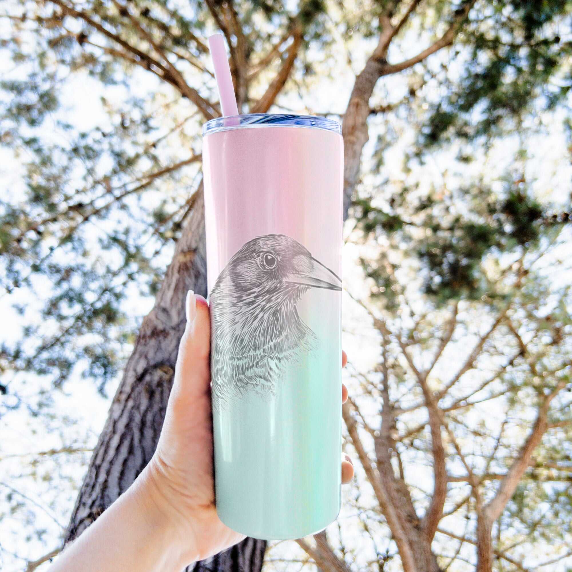 American Crow Bust - Corvus brachyrhynchos - 20oz Skinny Tumbler