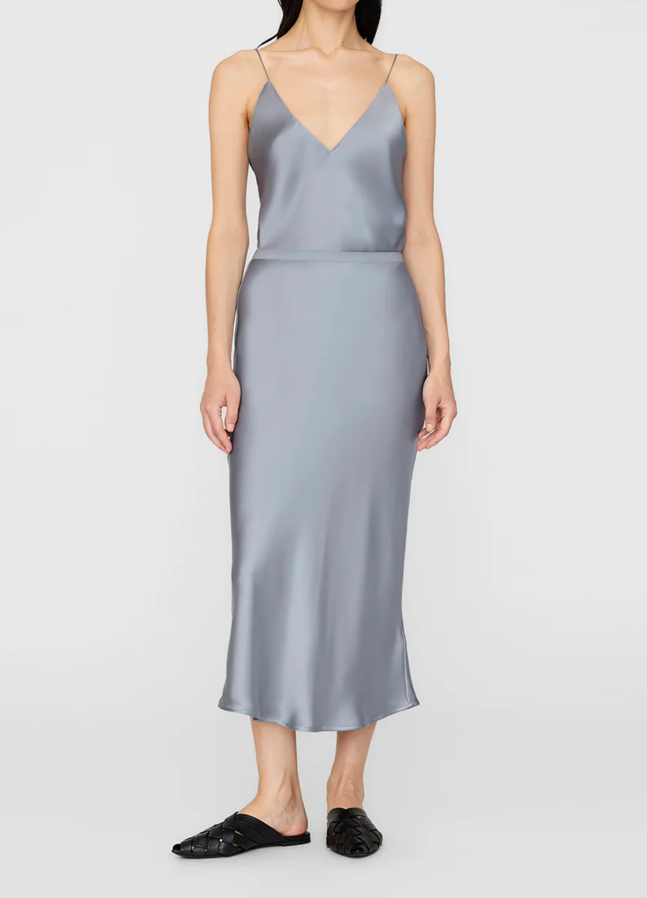 Anine Bing Bar Silk Skirt in Pastel Blue