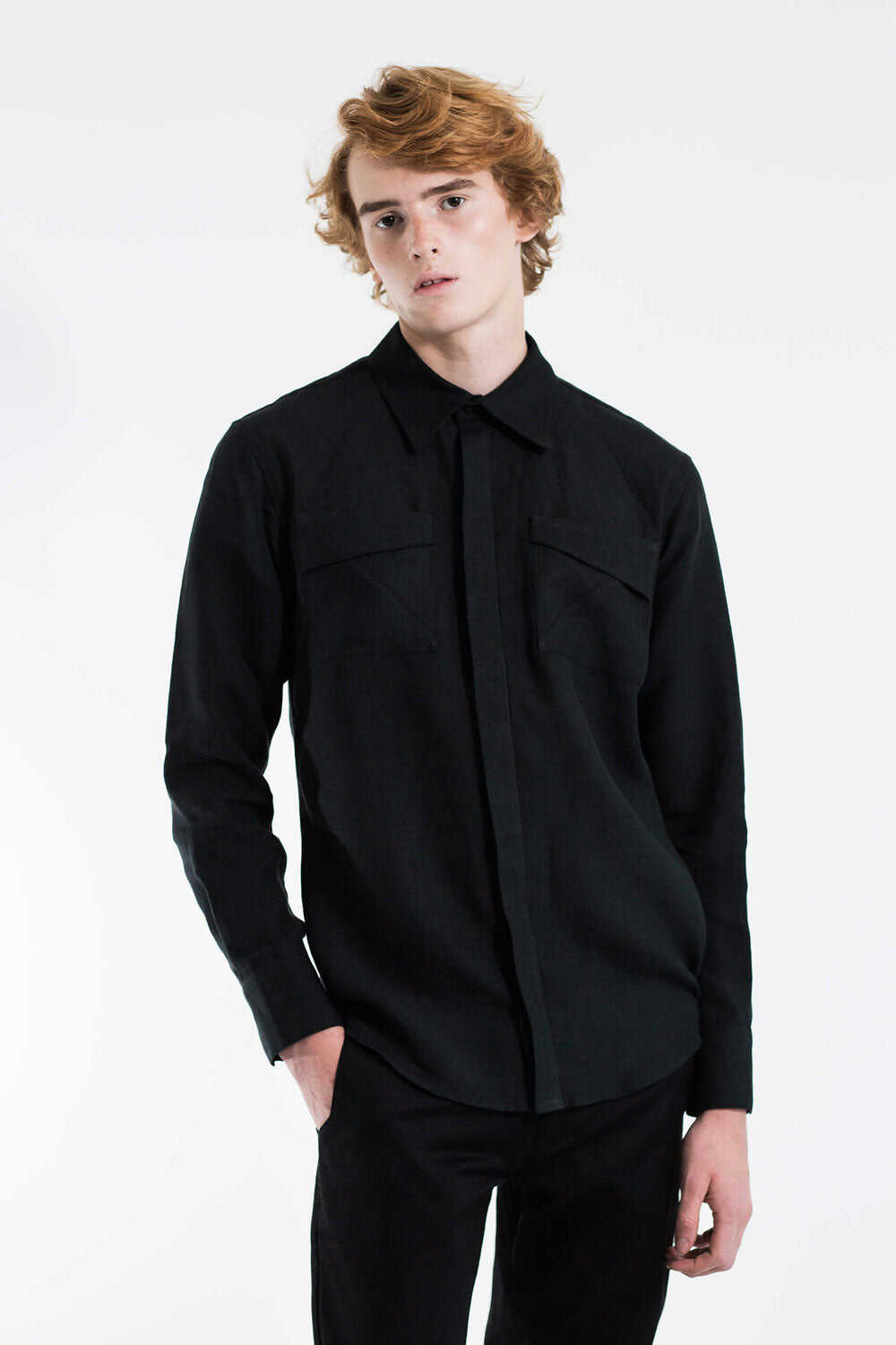 Relaxed fit linen shirt - Black