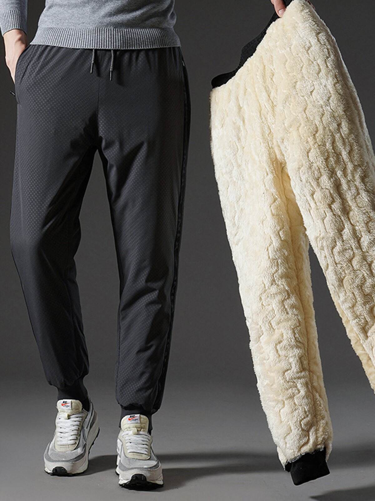 Extra Fleece-Lined Ankle-Tied Elastic Waist Pants