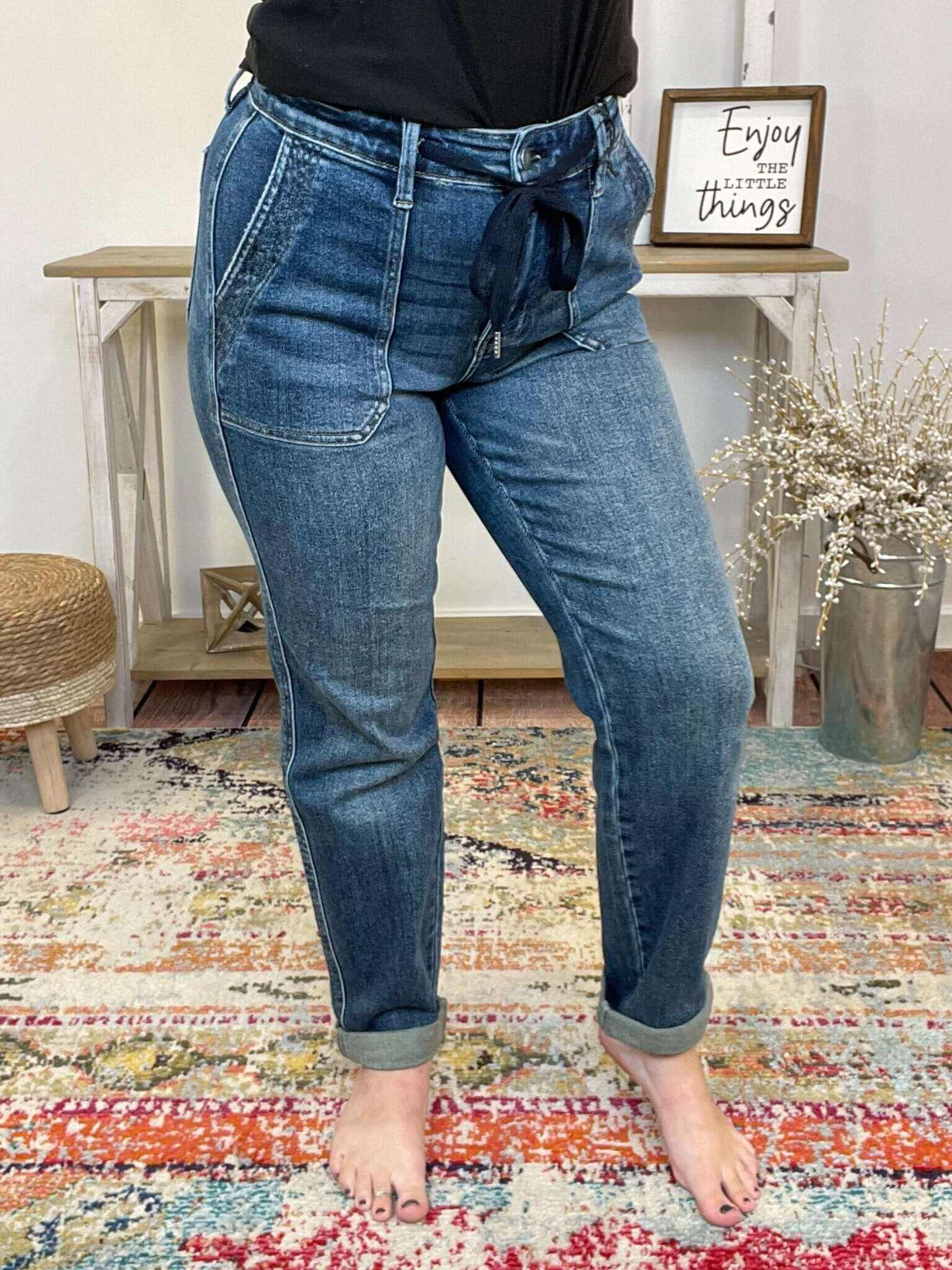 Judy Blue Relaxed Tatum Drawstring Cuffed Jogger Jeans