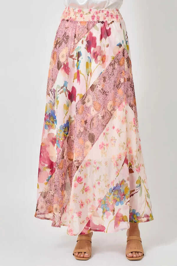 Pink Floral Mix Print Maxi Skirt FINAL SALE