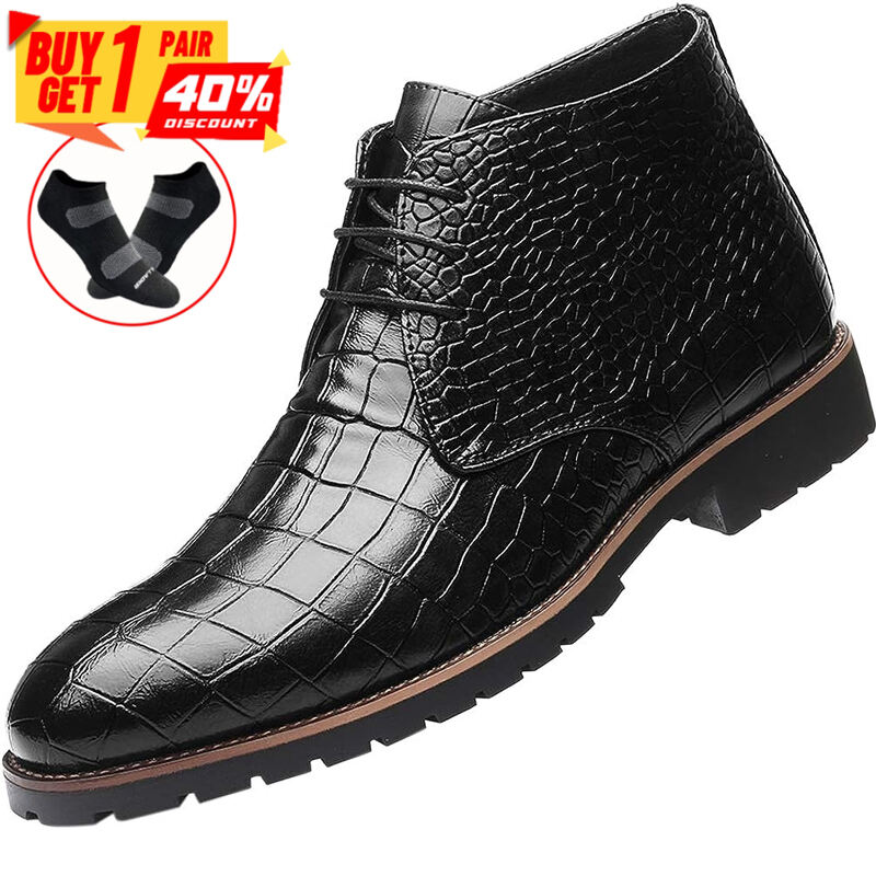 Men's Casual and Comfortable Crocodile-Patterned Formal Boots Casual Boots