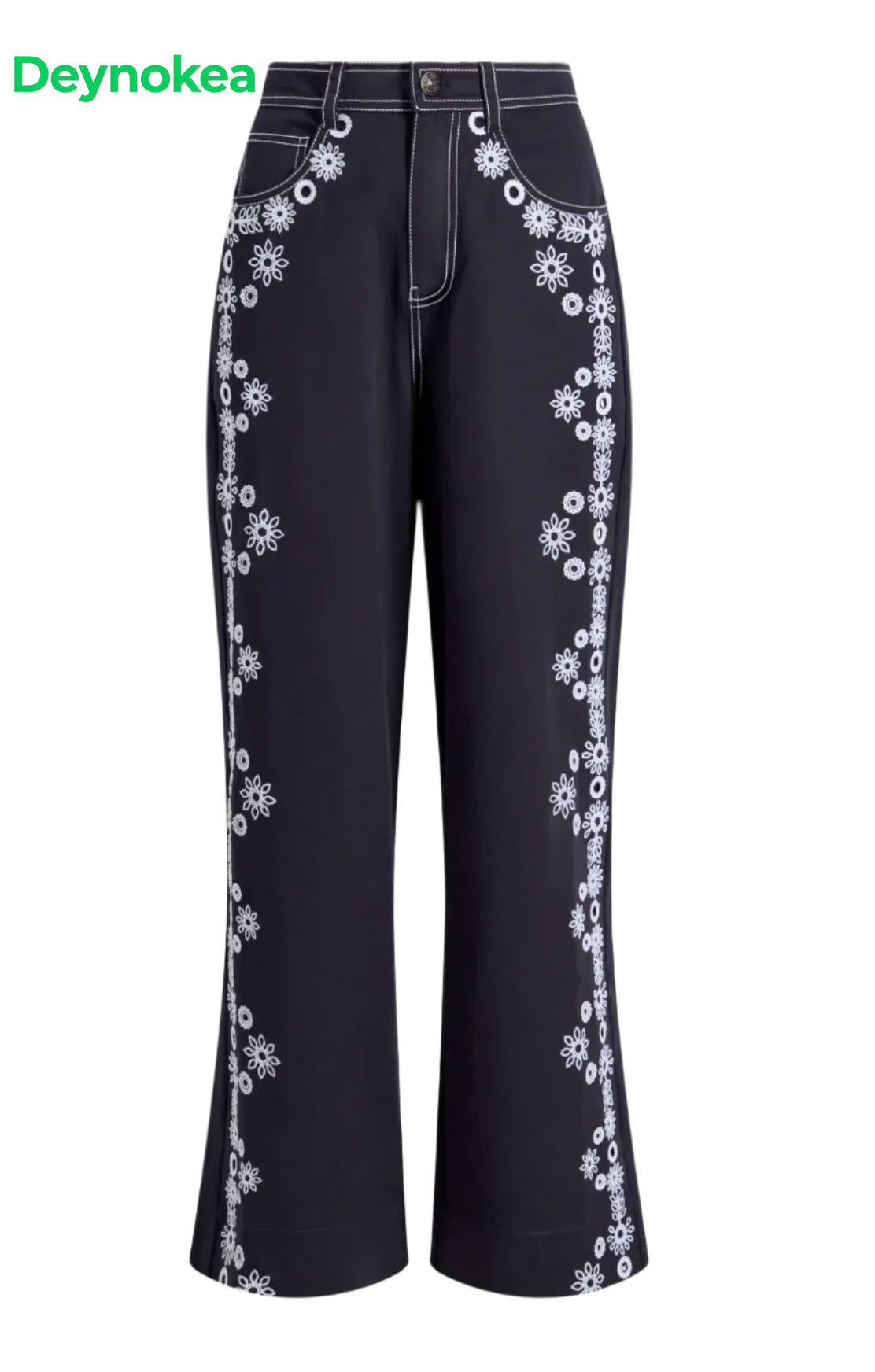 Cinq a Sept Mazie Eyelet Betsy Pant in Navy/White