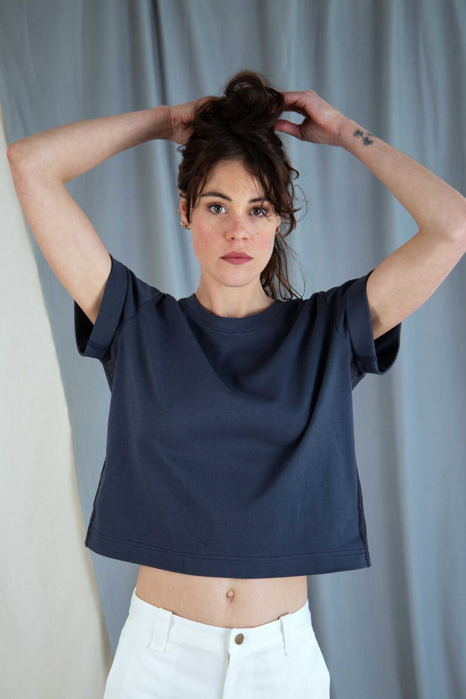 T-shirt with mesh back - Slate blue