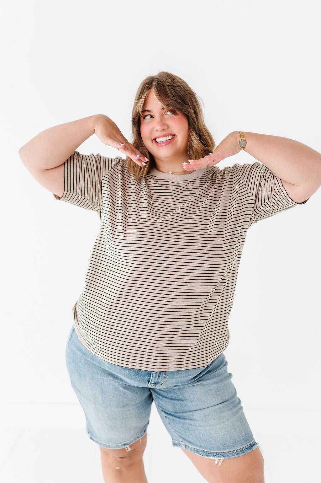 Felicity Striped Top in Oatmeal