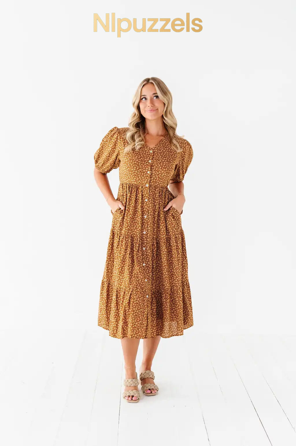 Fiona Floral Dress in Autumn Daisy - Size 3X & 4X Left