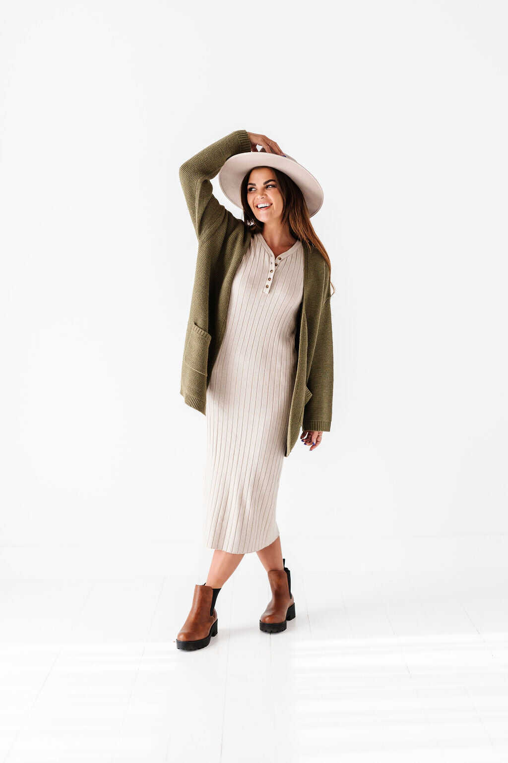 Willow Sweater Dress in Natural - Size 1X Left