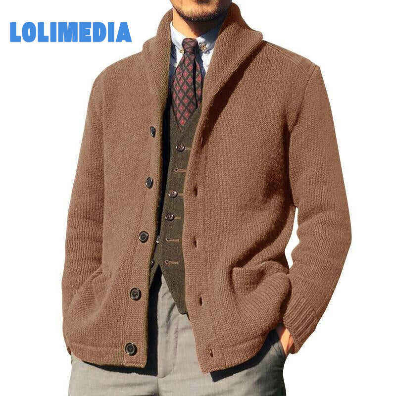 Men's Solid Color Button Knit Jacket