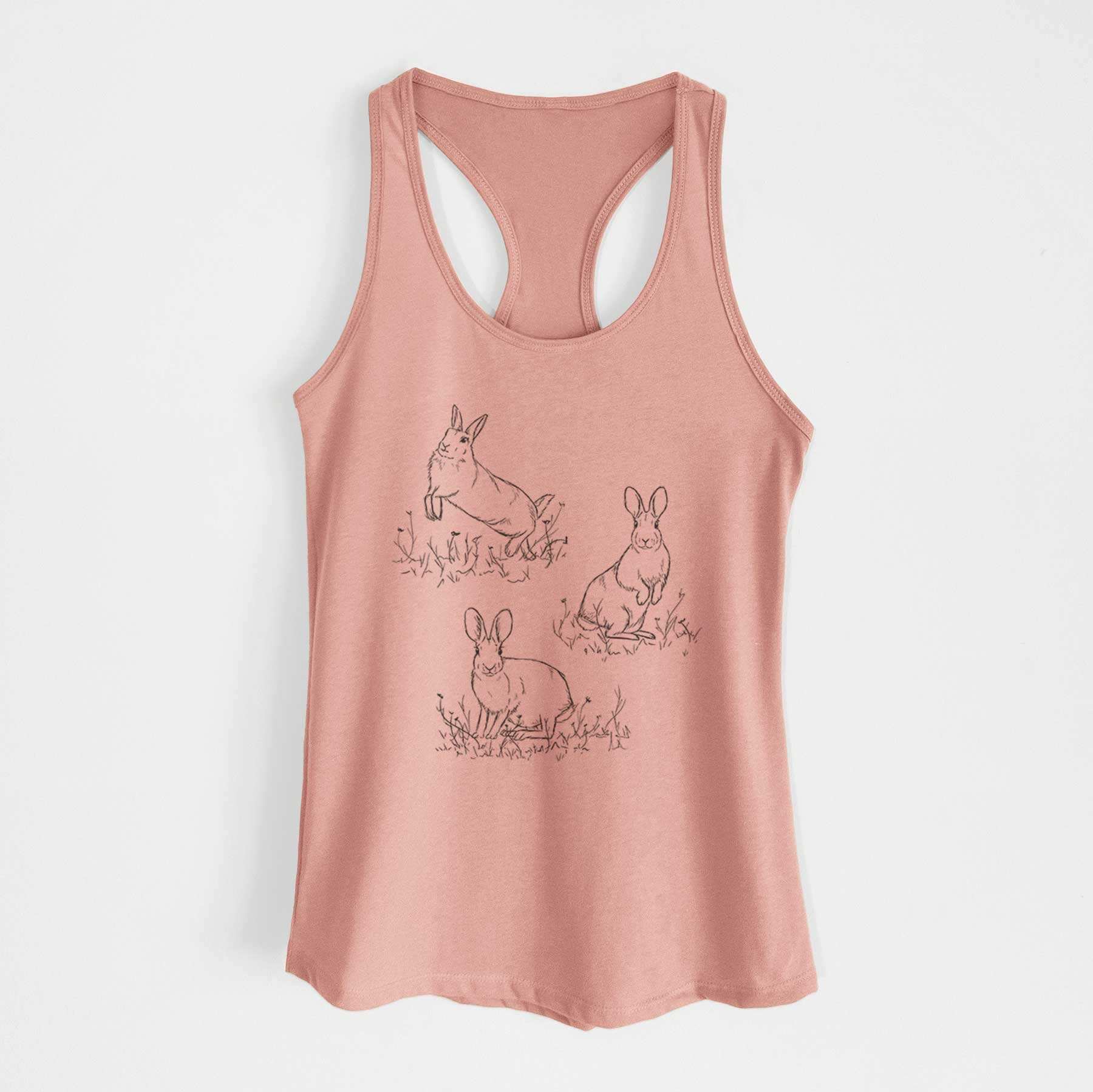 Eastern Cottontail Rabbit Trio - Sylvilagus floridanus - Women's Racerback Tanktop