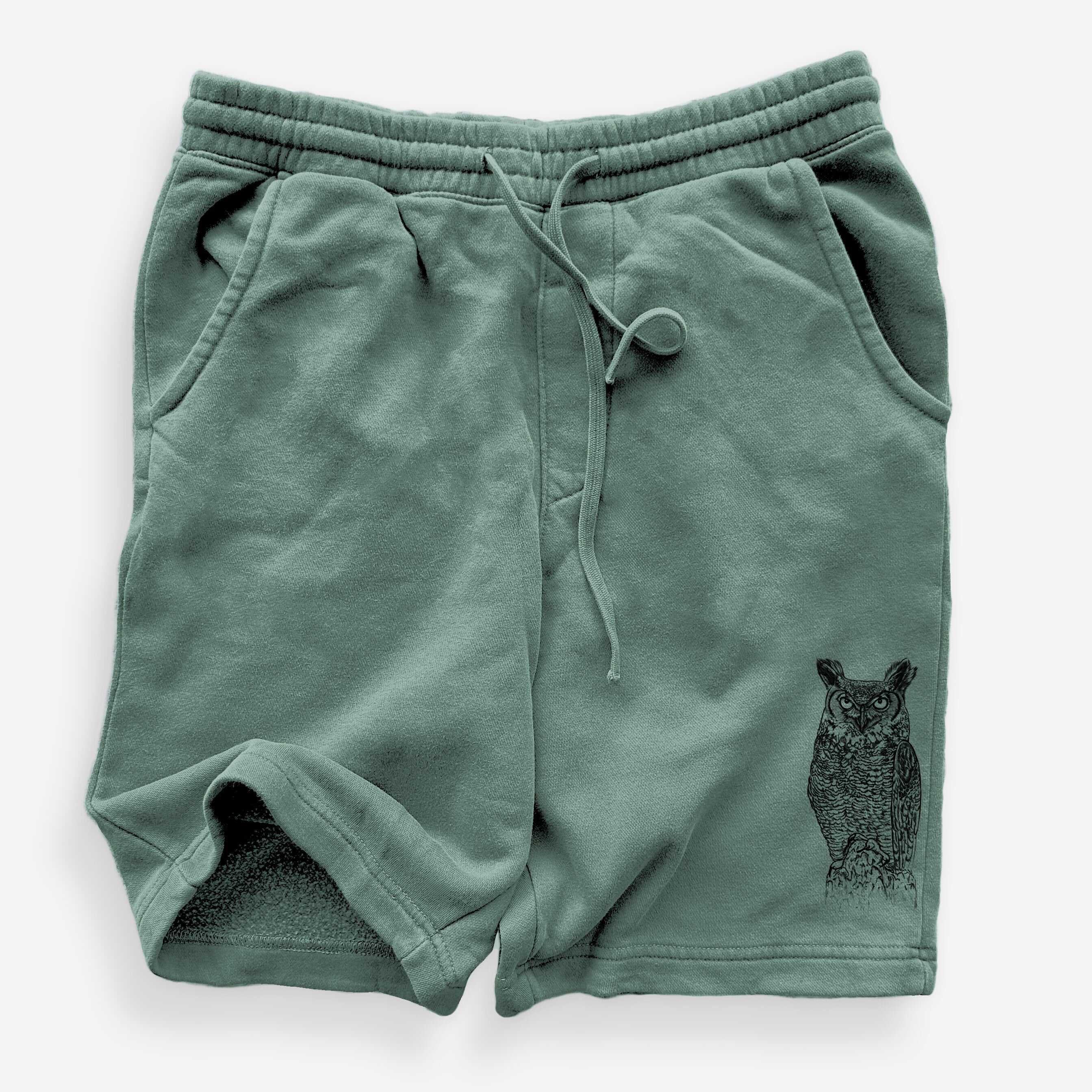 Bubo virginianus - Great Horned Owl - Unisex Pigment Dyed Shorts