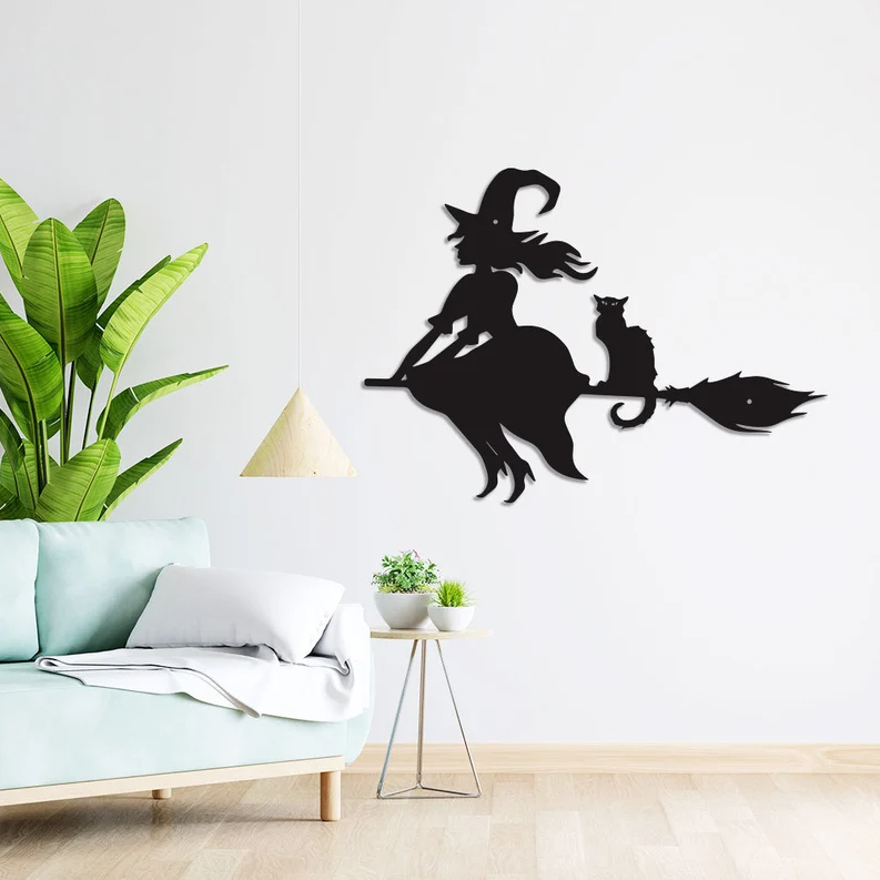 Flying Witch Metal Sign