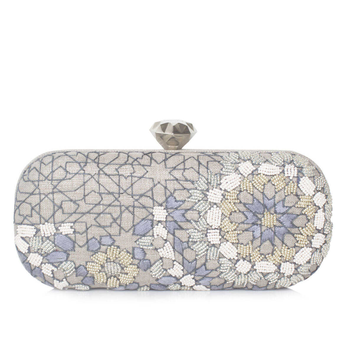 ARABESQUE SILVER BIG BOX CLUTCH