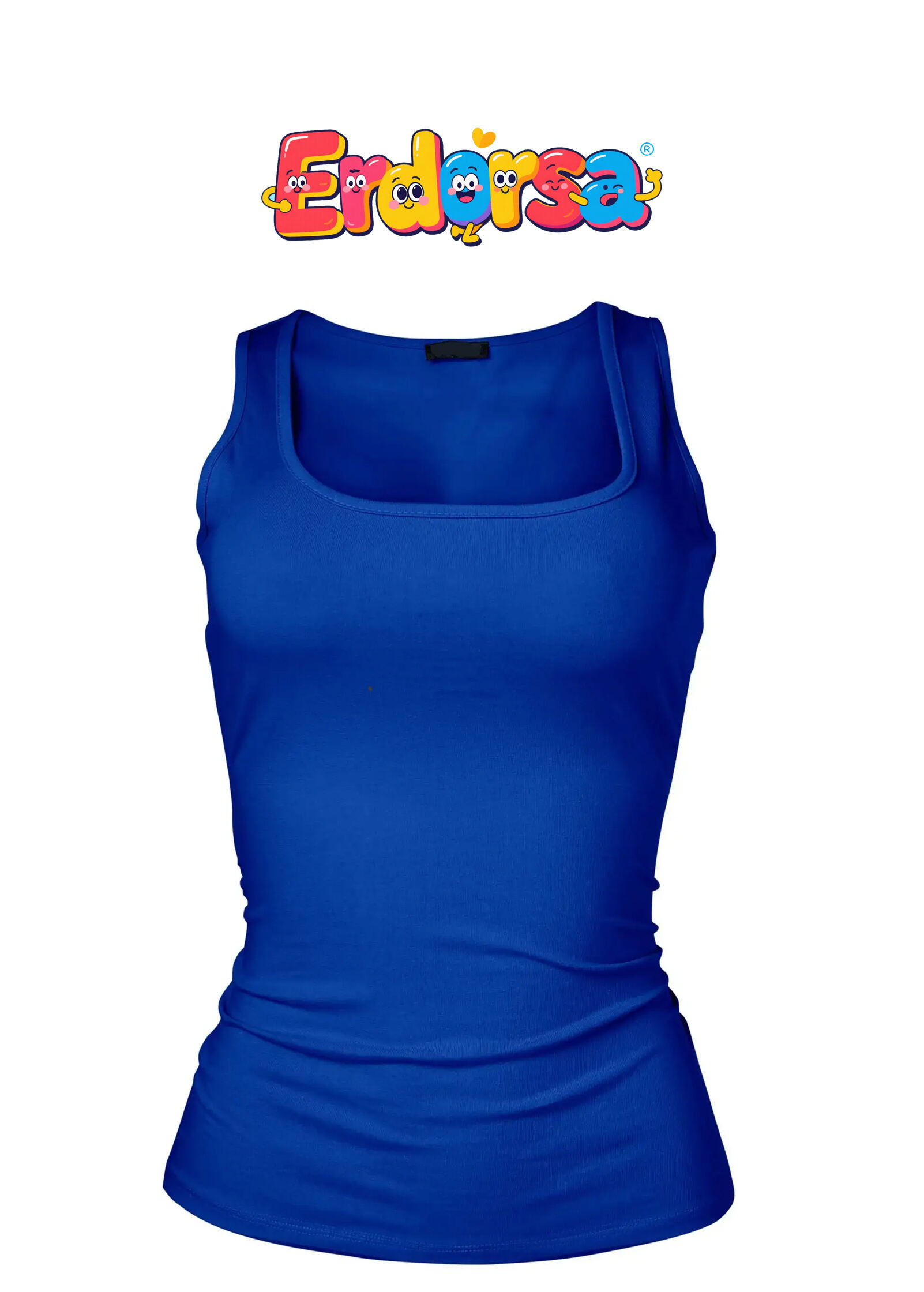 Square Neck Tank Top - Blue