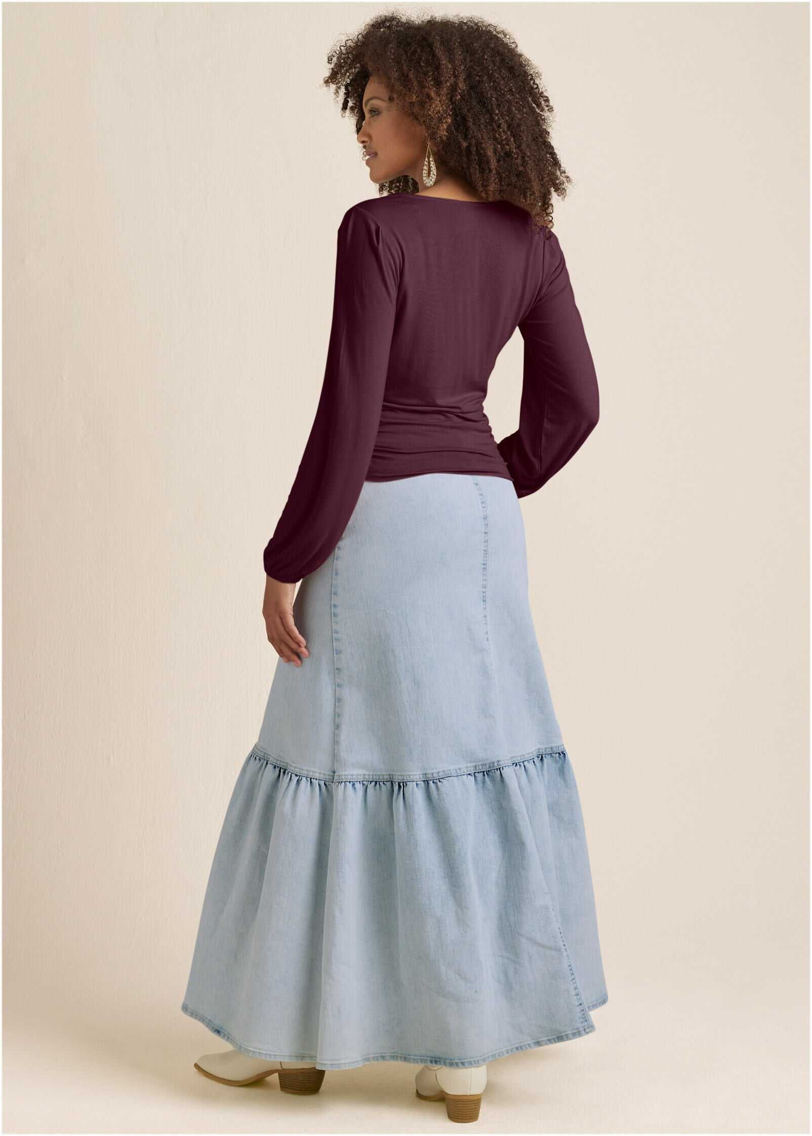 Tie-Front Button-Up Top - Wine