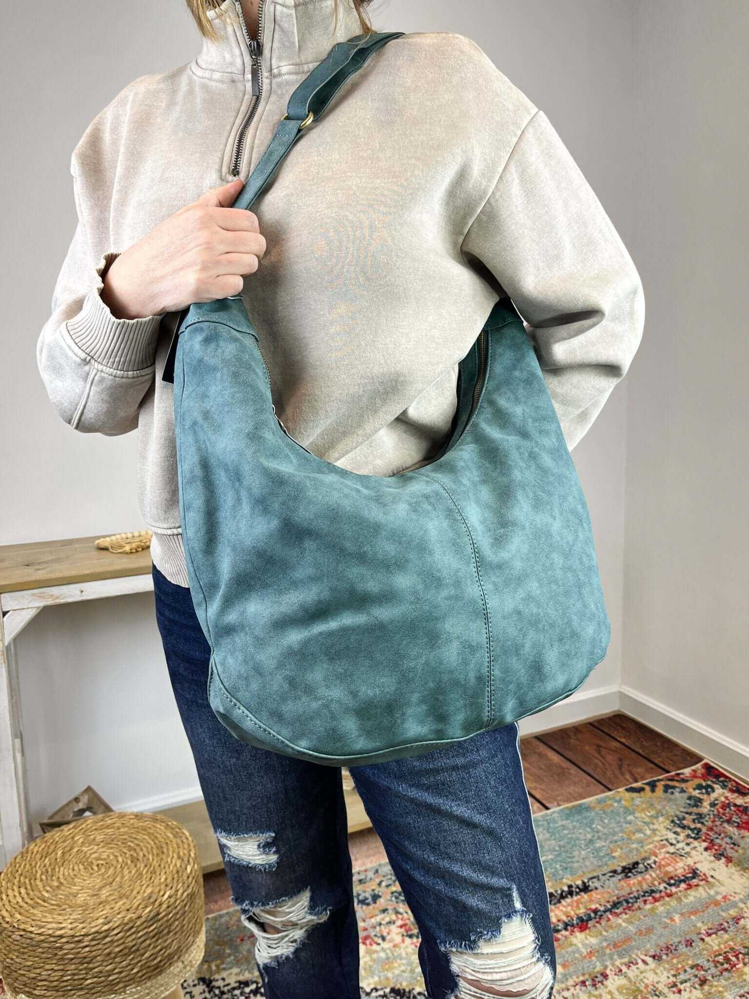 Rochelle Faux Suede Large Crescent Hobo