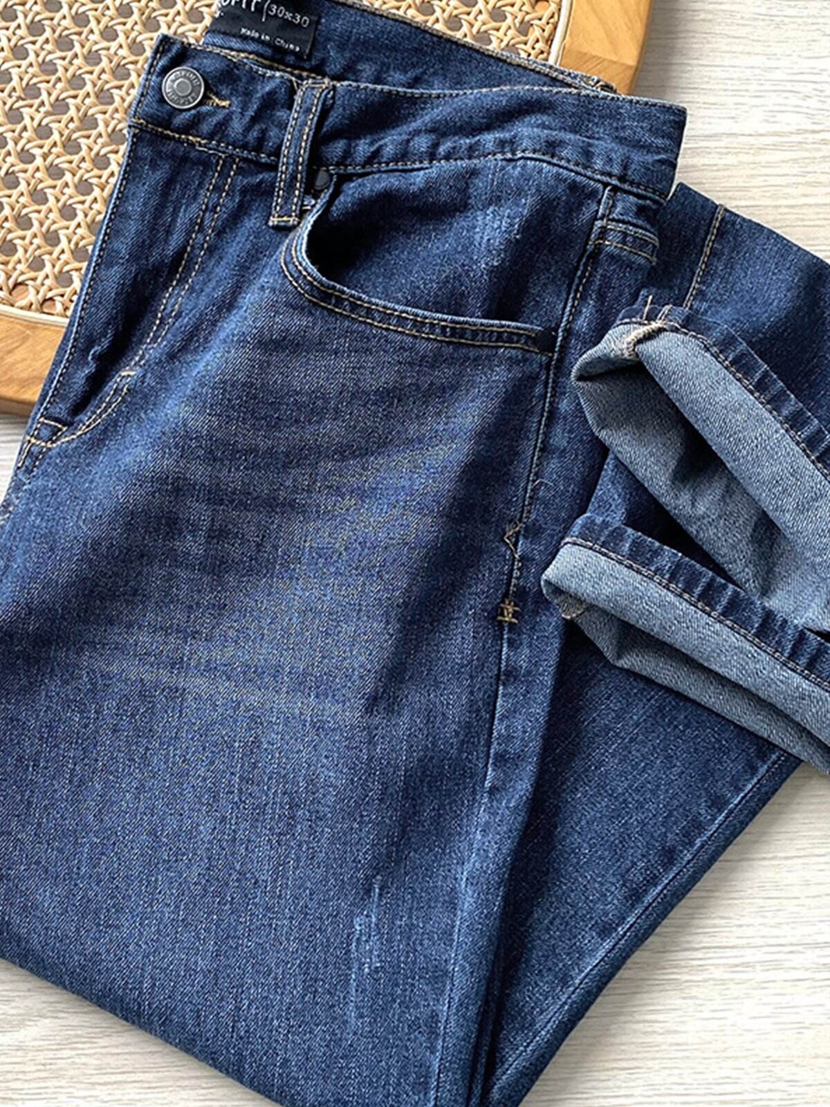 Mid-Rise Slim-Fit Zip Fly Straight Jeans