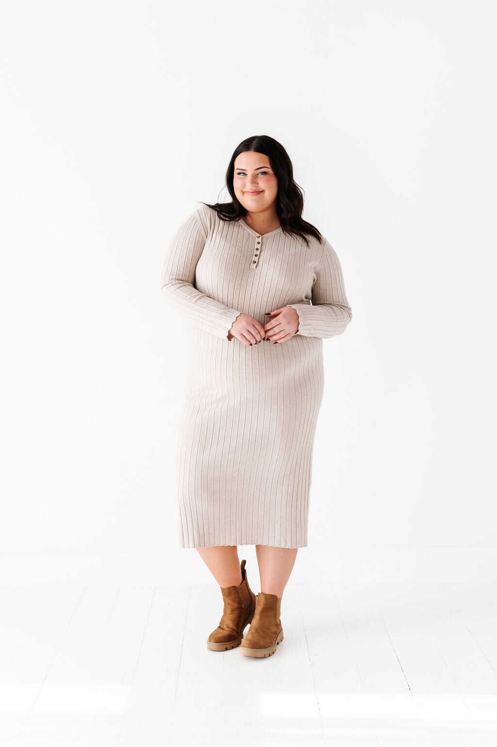 Willow Sweater Dress in Natural - Size 1X Left