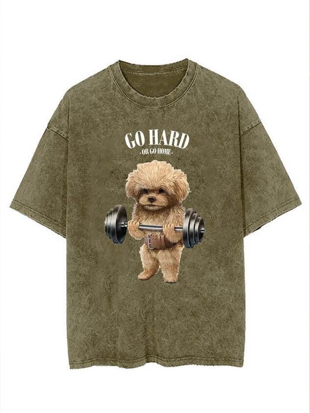 🐶 Washed and Printed Gym Dog T-Shirt