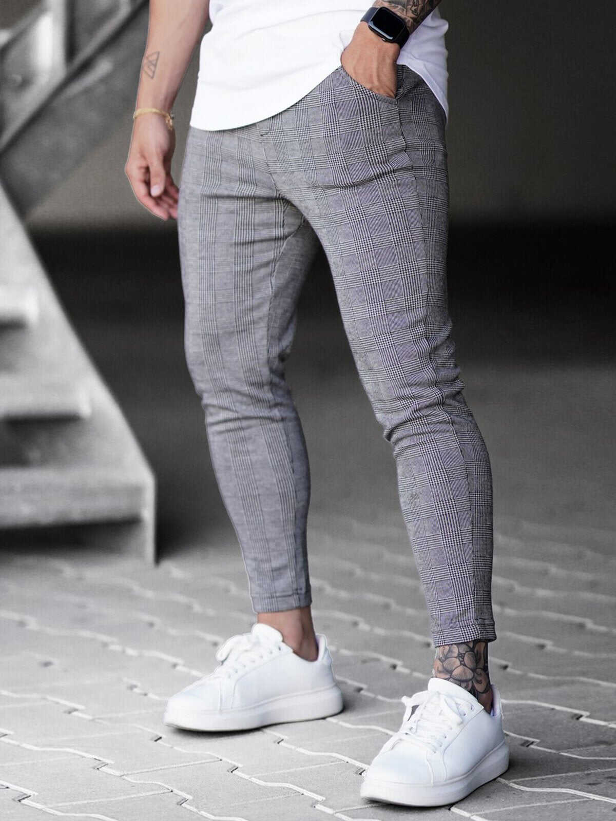 M's Check Print Pants