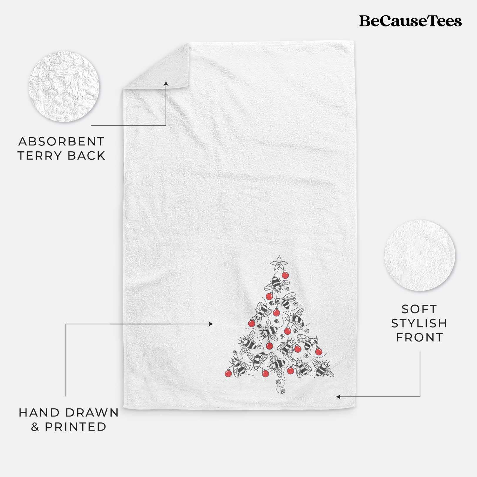 Christmas Tree of Bees Premium Decorative Hand Towel