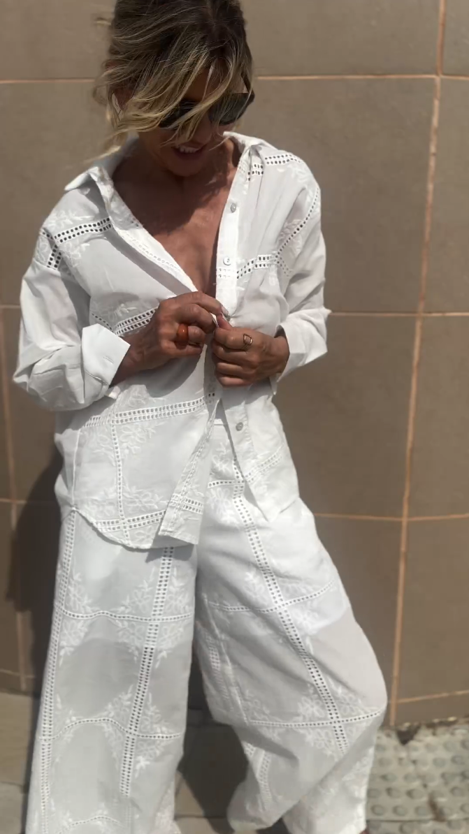 Summer Elegant Eyelet Oversized 2 Piece Sets