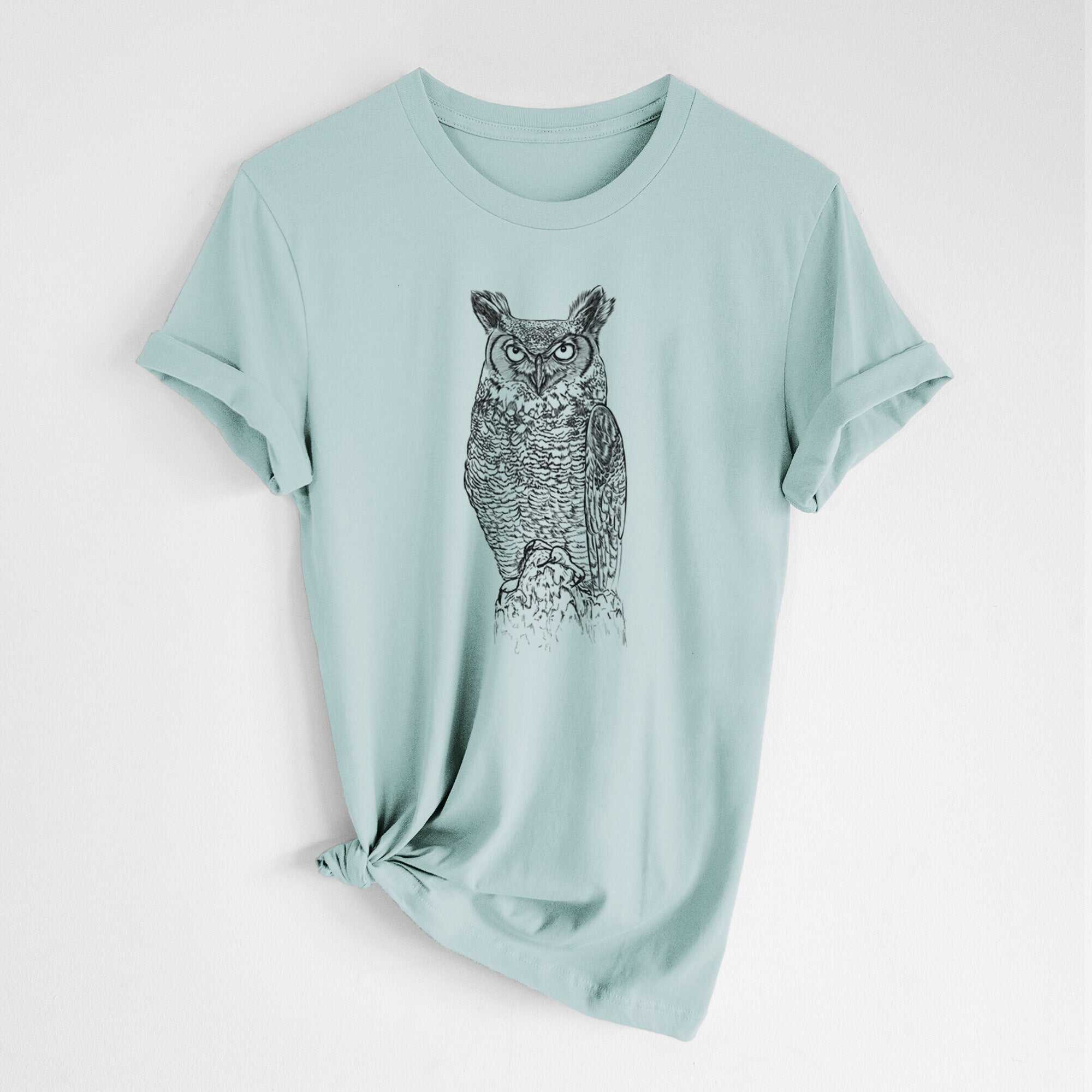 Bubo virginianus - Great Horned Owl - Lightweight 100% Cotton Unisex Crewneck