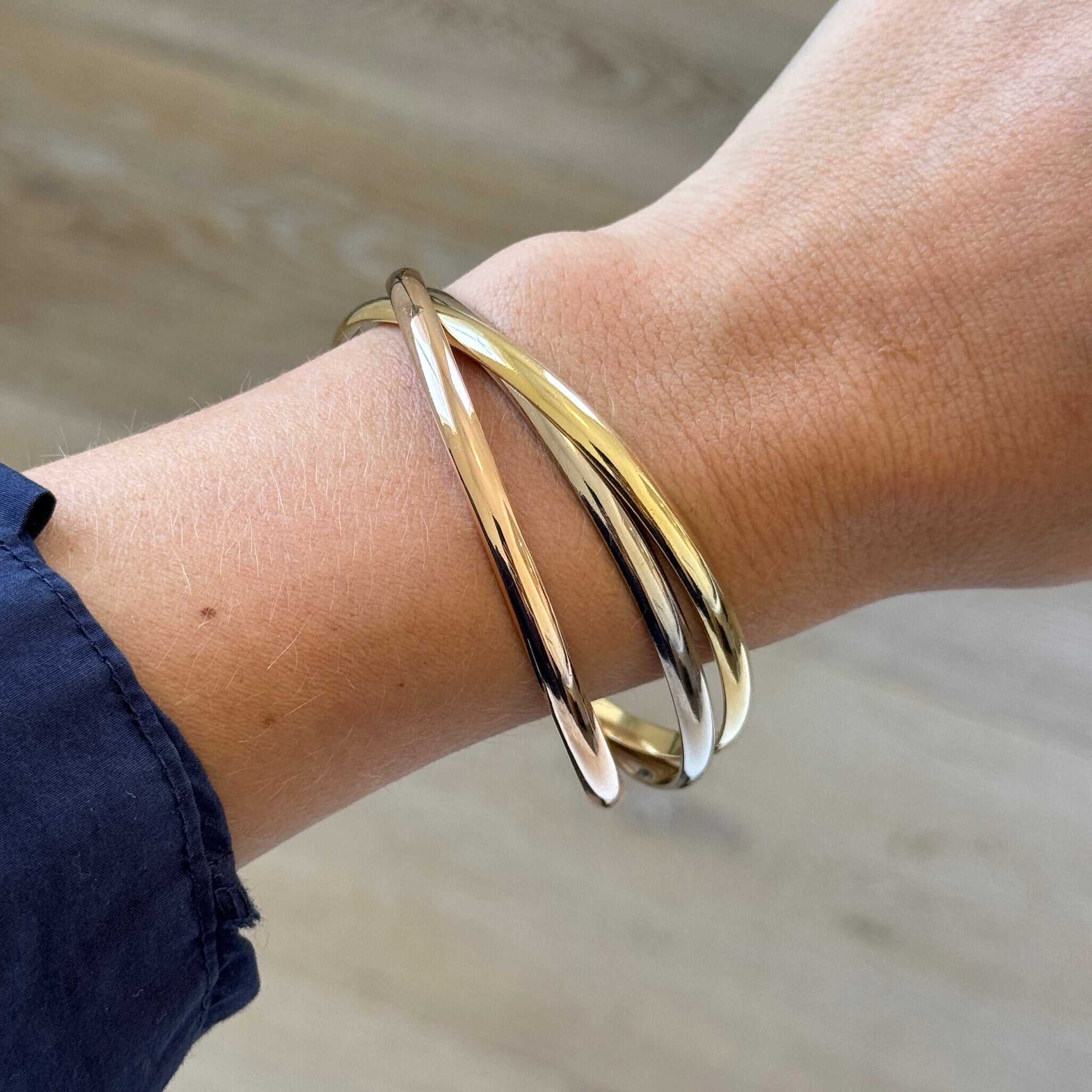 Vintage Cartier 18K Gold Trinity Triple Bangle
