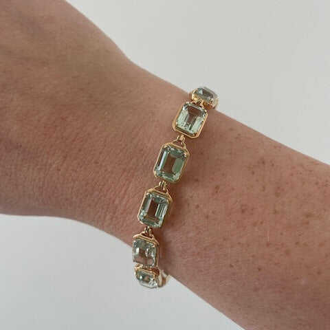 Goshwara Emerald-Cut Prasiolite 18K Yellow Gold Bracelet