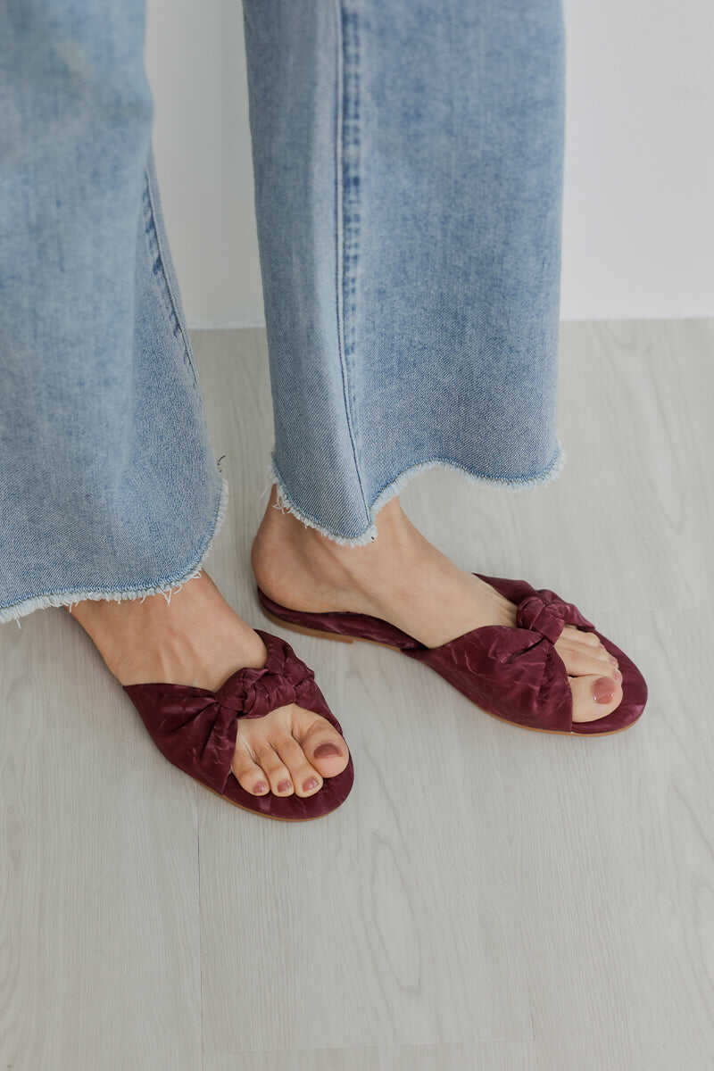 Marisse Knotted Sliders in Waterproof Crimson