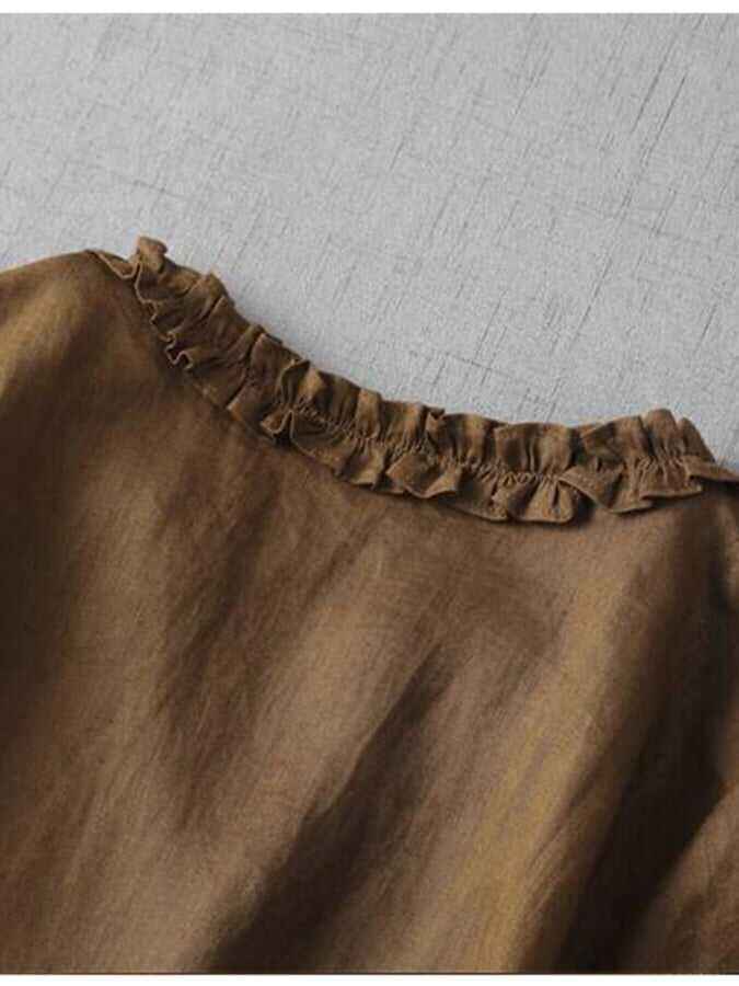 V-Neck Dress With Wooden Ears