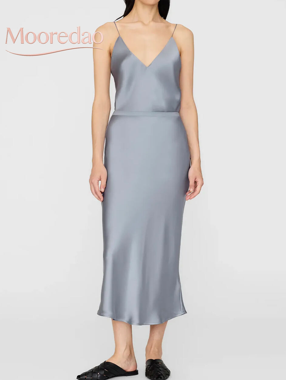 Anine Bing Bar Silk Skirt in Pastel Blue