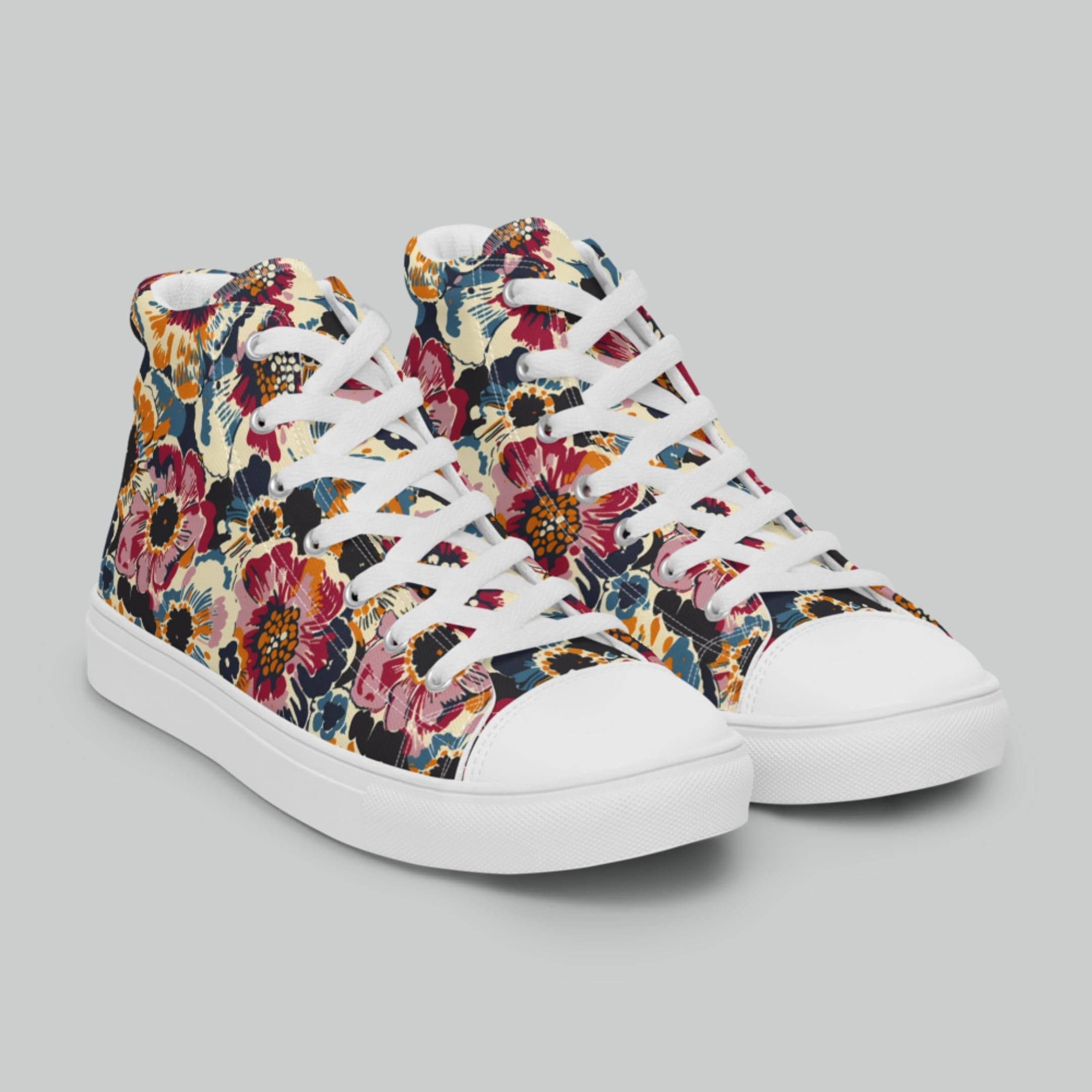 Bold Vintage Floral High Top Canvas Shoes