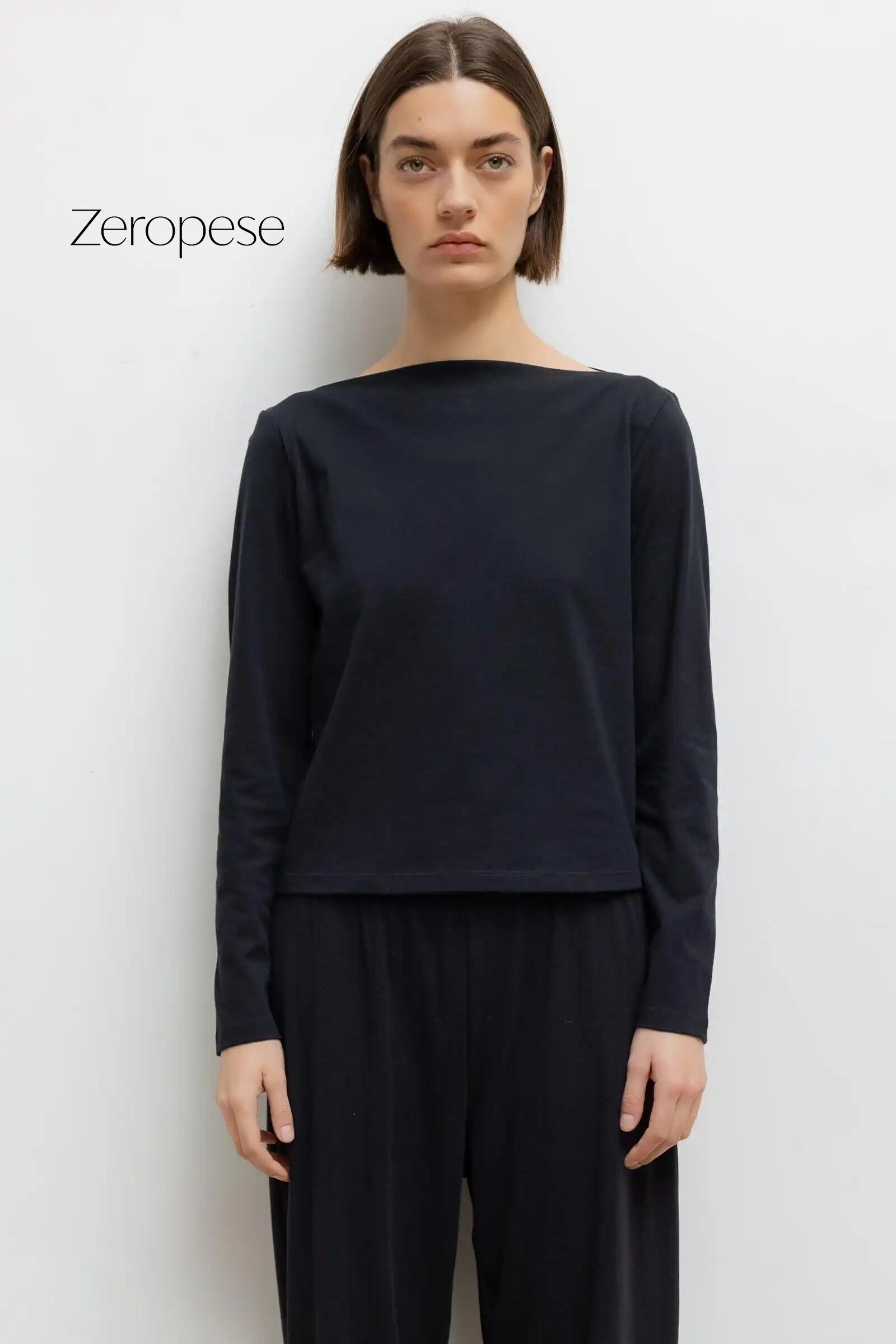 Leset Margo Long Sleeve Boatneck in Black