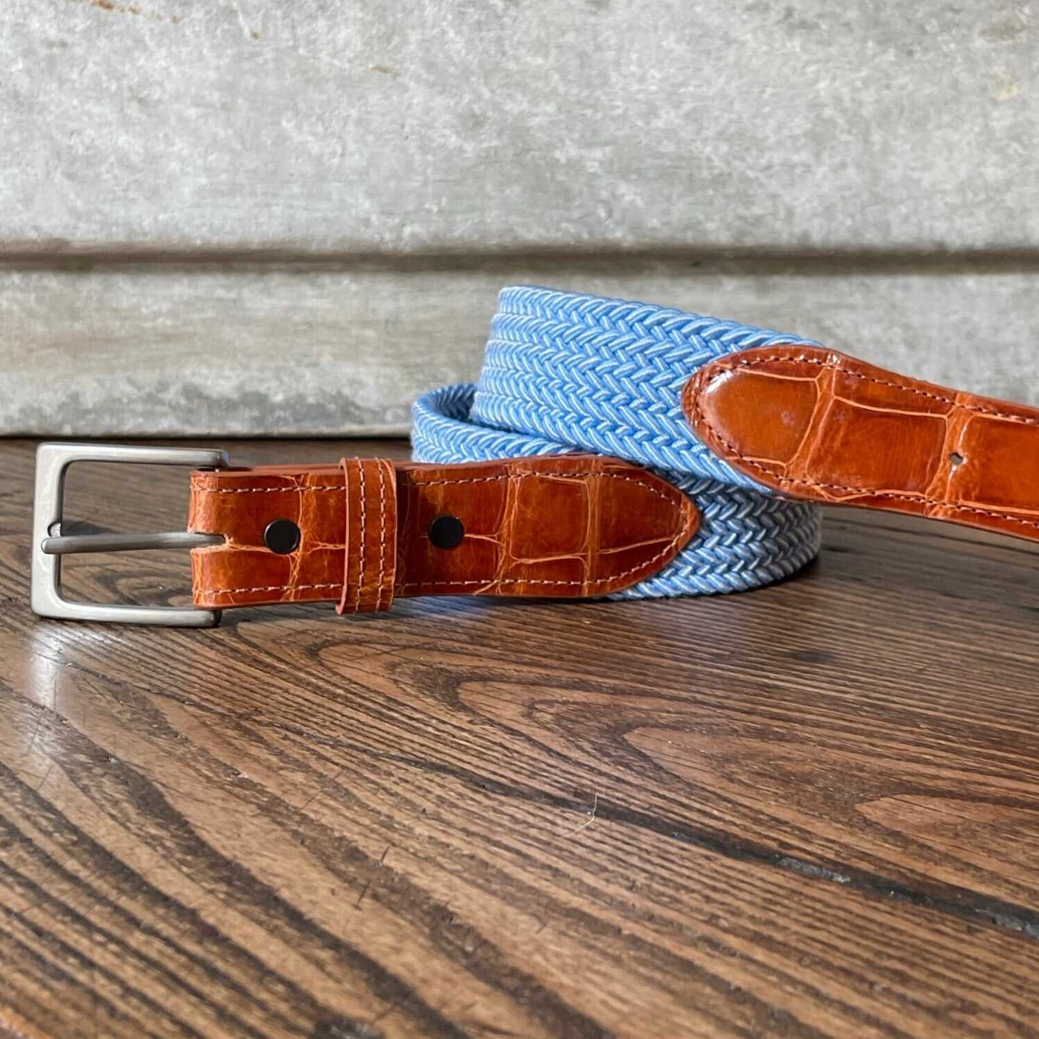 The Stretch Belt, Light Blue & White