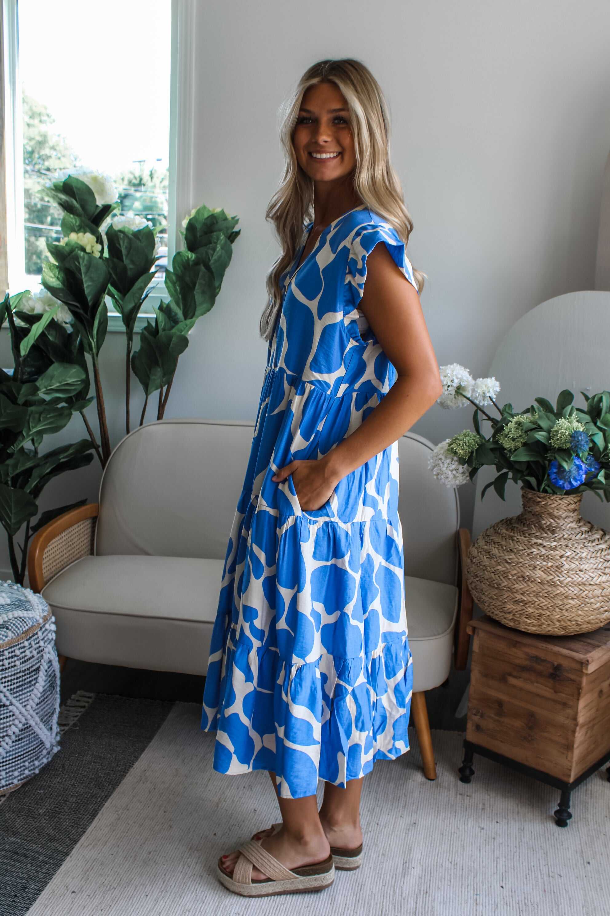 Cool Waters Ruffle Midi • Blue