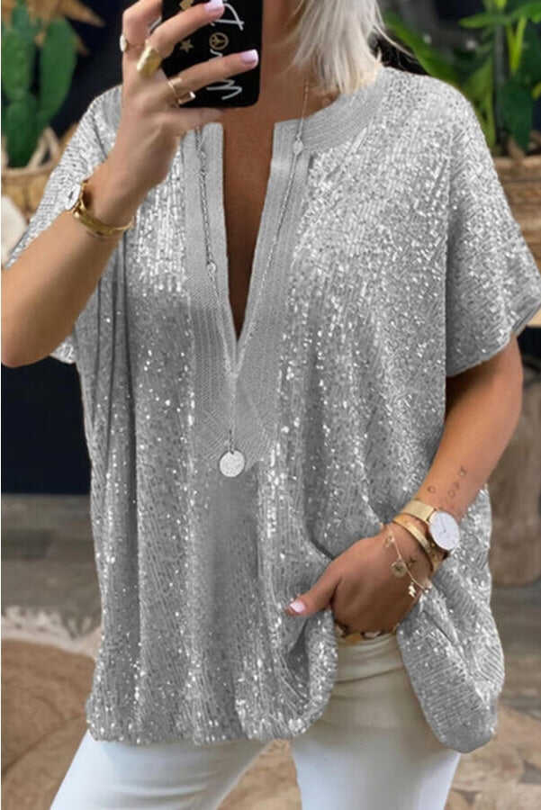Lilipretty Sparkling Evening Sequin Loose Fit Top