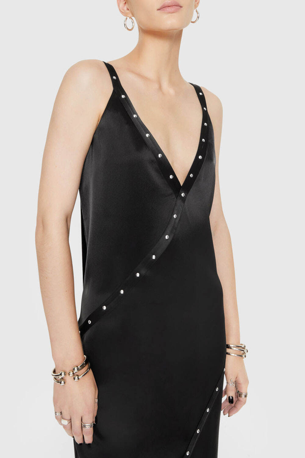 Black Deep V Neck Skirt